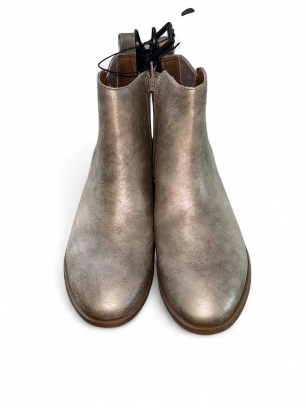 Wonder Nation Girls Metallic Taupe Gray Ankle Chelsea Boots Booties Size 6 NWT